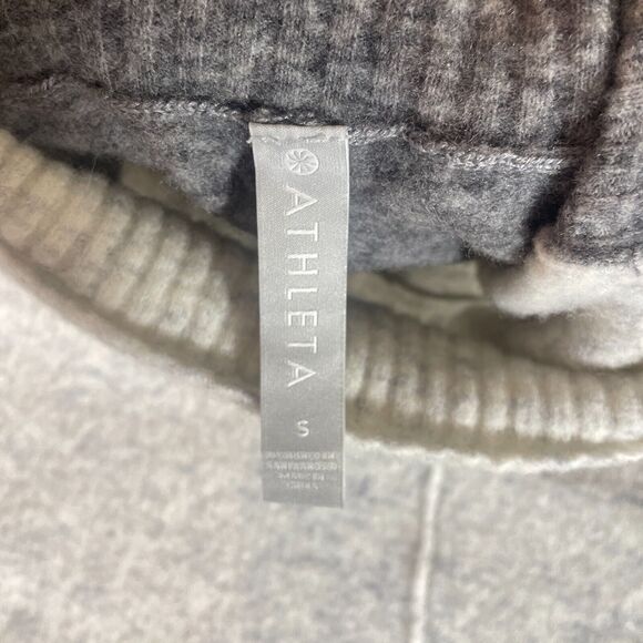 Athleta Two Tone Gray Merino Wool Blend Solid Turtleneck‎ Ribbed Sweater Size S - Picture 3 of 7